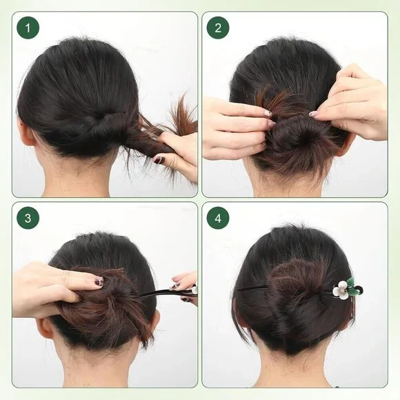 Vintage Flower Hair Stick Chinese Wood Stylish Elegant Hair Accessory Women Girl - Picture 7 of 9